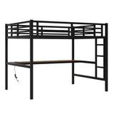 Bellemave Full Loft Bed with Desk, Metal Full Loft Bed Frame with guardrail and Ladder for Adults, Kids, Teens, Black Bellemave