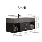 Weibath 35'' Floating Bathroom Vanity with Sintered Stone Sink 2 Drawers (Black, 35.4" W x 18.9" D x 21.64" H) Weibath