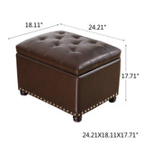 Joveco Leather Storage Ottoman Bench Rectangle 24 Inch Foot Rest Ottomans Stool for Living Room Bedroom(Brown) Joveco