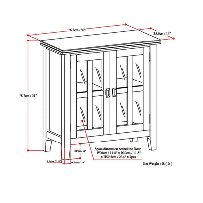 SIMPLIHOME Artisan SOLID WOOD 30 Inch Wide Contemporary Low Storage Cabinet in Tobacco Brown, For the Living Room, Entryway and Family Room - WoodArtSupply