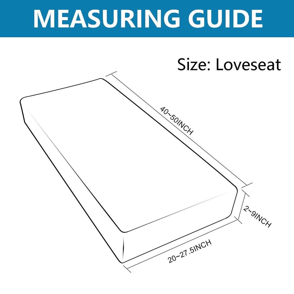 NC HOME Water Resistant Sofa Seat Cushion Covers Couch Cushion Slipcover, RV Dinette Cushion Covers Stretch Furniture Protector for Kids, Pet (Loveseat Cushion, Creamy White) NC HOME