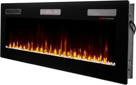 Dimplex Sierra Electric Fireplace Heater, 72" Inch, Black, 1400W - Wall Mounted Linear Fireplace with Realistic Flames, Adjustable Ember Bed, Remote Control - Thin Fireplace for Living Room, Bedroom