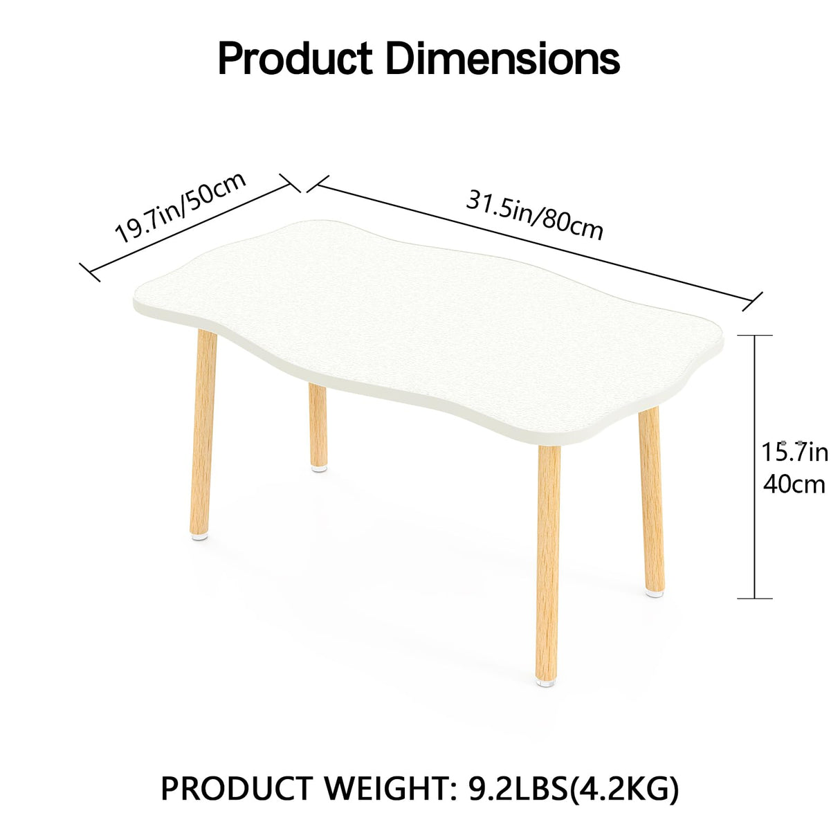 Funecy Cookie Coffee Table Low Table with 4 Solid Wood Sturdy Legs, Floor Table Desk for Sitting on The Floor, Storage and Living Room Furniture (White) Funecy