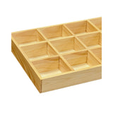 2 Pack Wooden Sorting Tray Grid Display Wood Divided Organizer Vanish Finished Section Box (12 Compartments,12.9 x 9.1 x 1.55 Inch Each Tray) Cregugua