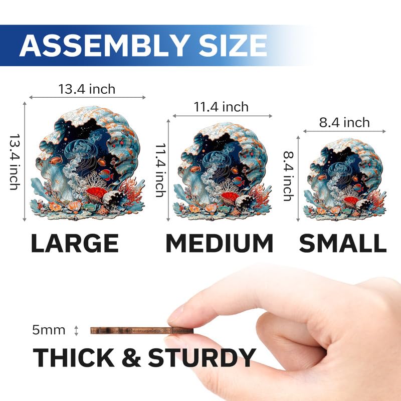 Jigfoxy Wooden Puzzles for Adults, Seashell Wood Puzzles Adult, Unique Animal Shape Wooden Jigsaw Puzzles for Adults, Birthday Gifts for Puzzle Lovers, Family(S-8.4 * 8.4in-102pcs) Jigfoxy