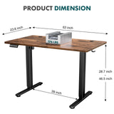 SMUG Standing Desk Adjustable Height, 63x24 Inch Electric Table with 3 Memory Preset & T-Shaped Metal Bracket Modern Computer Workstation with Splice Board for Home Office, Rustic Brown SMUG