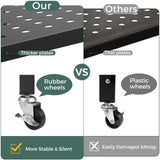 DEANIC 4 Tier Foldable Storage Shelves with Wheels, Large Capacity Shelving Unit, Freestanding Metal Wire Shelf Rack, No Assembly Organizer Rack for Garage Kitchen, Basement, Pantry(Black Pack of 2) DEANIC