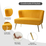 Tina's Home Mid-Century Velvet Loveseat Sofa, Upholstered Loveseat Couch with Golden Metal Legs, Small Tufted 2-Seat Sofa Armless Love Seat for Living Room, Bedroom, Apartment Small Spaces, Mustard TINA'S HOME