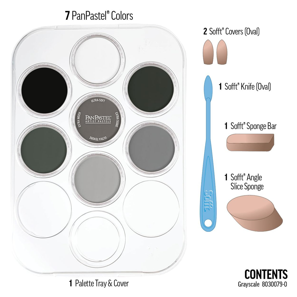 PanPastel Artist Pastels by GOLDEN, Grayscale Set, 7 Color, Professional Artist Pastels, Unique Pan Format (cake-like) PanPastel