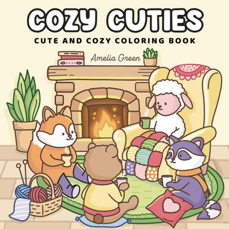 Cozy Cuties: Coloring Book for Adults and Teens Featuring Adorable Animal Characters, Relaxing Hygge Moments and Comfy Scenes WoodArtSupply