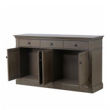 LUMISOL Retro Cabinet with 4 Doors and 3 Drawers, 60” Storage Sideboard with Black Round Handles, Wood Buffet Cabinet, Console Table for Living Room Kitchen Entryway Hallway LUMISOL