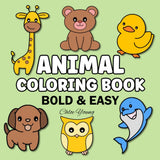 Bold and Easy Animal Coloring Book: Big and Simple Large Print Designs for Adults, Kids and Seniors (Bold & Easy Coloring) Lindesa
