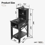 Bestier Tall Nightstand with Charging Station Set of 2, Bedside Table with Storage Cabinet & Shelves, Tall Side End Table for Bedroom, Black Bestier