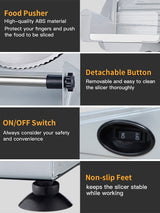 Meat Slicer, 200W Electric Food Slicer with 2 Removable 7.5" Stainless Steel Blades and Stainless Steel Tray, Child Lock Protection, Adjustable Thickness, Food Slicer Machine for Meat Cheese Bread Borlebbi