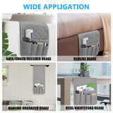 Sofa Armrest Organizer Non-Slip Arm Chair Bedside Caddy Storage Organizer for Recliner Couch with 5 Pockets for Cell Phone TV Remote Control Magazines(Grey) AUVCAS