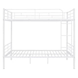 Merax Full Over Full Metal Bunk Bed with Ladder and high Guardrail, Able to Split, Storage Space, No Box Spring Needed, Noise Free, White Merax