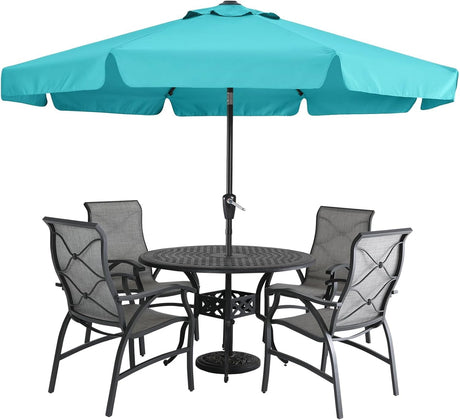 MASTERCANOPY Valance Patio Umbrella for Outdoor Table Market -8 Ribs (9ft, Turquoise) MASTERCANOPY