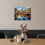 ‌Paint by Numbers Kit for Adults Amsterdam Canal Houses Landscape Painting with Spring Trees DIY Art Set Includes 16x20 Inch Canvas Acrylic Paints and Brushes European Cityscape Gift Idea TUMOVO