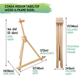 Conda 25" Folding Wooden Tabletop Easel, A-Frame Artist Desktop Painting Easel Stand, Holds Up to 23" Canvas, Portable Canvas Photo Picture Sign Holder conda