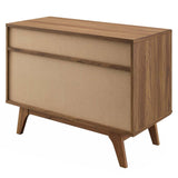 Modway Render Mid-Century Modern Vinyl Record Storage Display Cabinet, 37 Inch, Walnut Modway