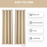 Waterproof Outdoor Curtain W52 x L84 - Grommet Top Sunlight Blocking Window Treatment Drapes Blackout Curtains for Home Bedroom Living Room Patio Porch Pergola Cabana Gazebo (Beige, 2 Panels) DIVA EN CAMINO DEC