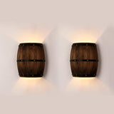Newrays Antique 2 Pack Wood Wine Barrel Wall Sconce Lighting Fixture Up and Down Indoor Wall Lamps for Bar Area Steampunk Theme Newrays