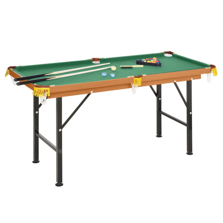 Soozier 55" Portable Folding Billiards Table Game Pool Table for Whole Family Number Use with Cues, Ball, Rack, Chalk, Green HOMCOM