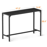ODK 47 Inch Outdoor Bar Table, Patio Counter Bar Height Table with Weather Resistant Waterproof Top for Garden, Hot Tub, Yard, Balcony, Poolside, Indoor (Black) ODK