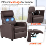 FDW Recliner Chair Massage Chair Reading Chair Reclining Sofa Home Theater Seating with Lumbar Support Massage and Padded Backrest for Living Room and Bedroom (Leather, Brown) FDW