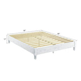 MUSEHOMEINC Queen Solid Wood Platform Bed Frame with Rustic White Washed Finish MUSEHOMEINC