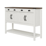 ChooChoo 47" Farmhouse Console Table with Storage, Rustic Entryway Table with Drawers & Doors, Narrow Long Sofa Table for Living Room, Hallway, Behind Couch, Soft White and Brown ChooChoo