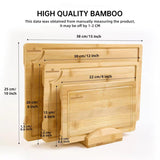 Bamboo Cutting Boards for Kitchen, Wood Cutting Board with Holder, Bamboo Cutting Board Set Reversible with Juice Grooves for Meat Cheese Fruit and Vegetables (Four Piece Set) Greenmemo