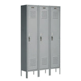 GLOBAL INDUSTRIAL Single Tier Locker, 12x18x72, 3 Door, Ready To Assemble, Gray Global Industrial