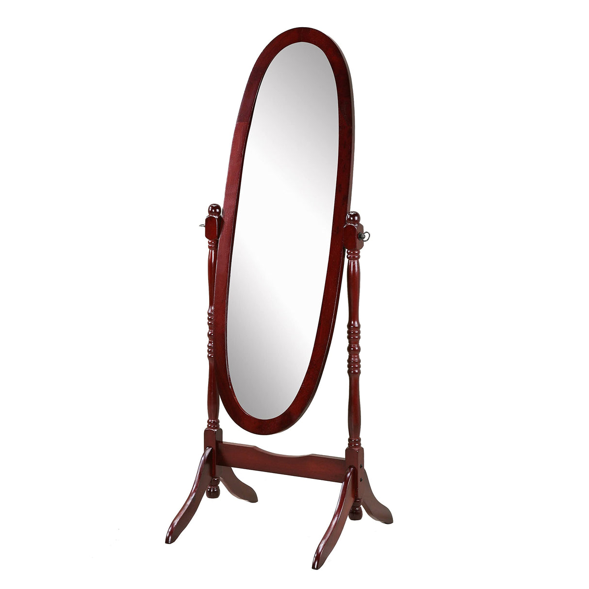 Roundhill Furniture Traditional Queen Anna Style Wood Floor Cheval Mirror, Cherry Finish Roundhill Furniture