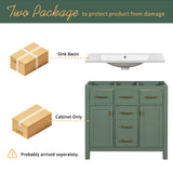 LUMISOL 36" Bathroom Vanity with Sink, Modern Green Bathroom Vanity with 4 Drawers & 2 Soft-Closing Doors, Free Standing Wooden Bathroom Cabinet with Resin Basin, Green LUMISOL