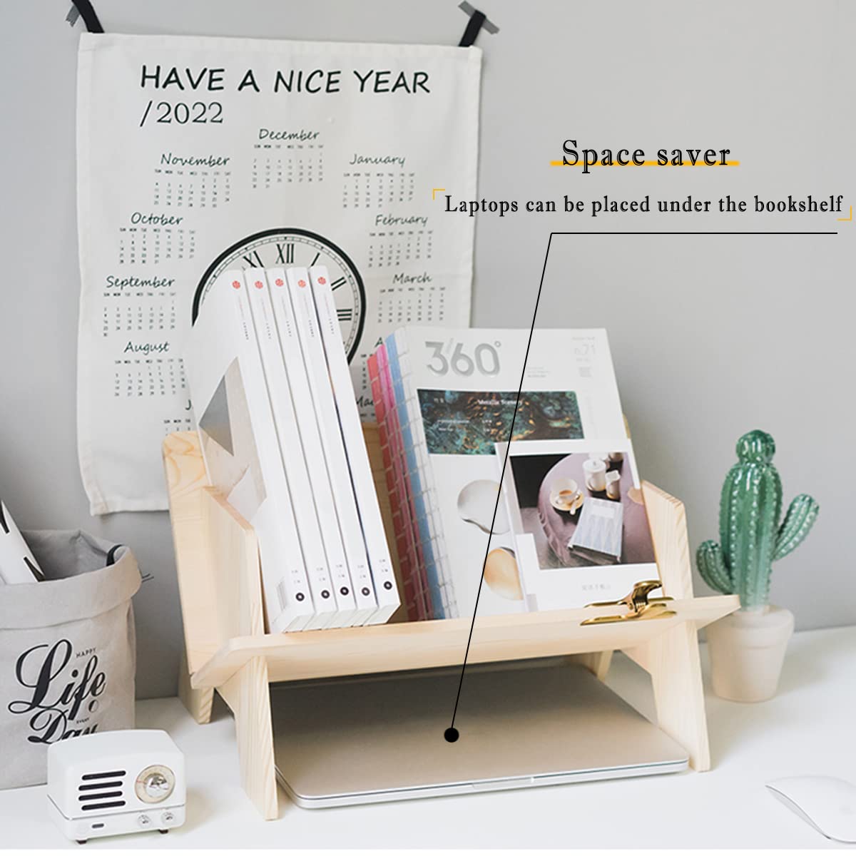 Fox Claw Wood Bookcase in Living Room/Home/Office, Desktop Book Shelf Organizer Bookshelves Storage Rack for CDs/Magazine/Books Display (Style V) Fox Claw