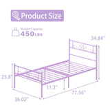 Weehom Twin Size Bed Frame with Headboard and Footboard Steel Slats Support Twin Metal Bed No Box Spring Needed Easy to Assembly, Purple Weehom