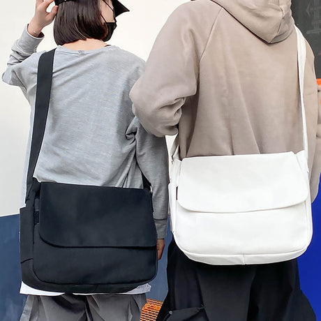 TopTie Classic Canvas Messenger Bag, White Canvas Shoulder Bag Side Bag for Men and Women TopTie