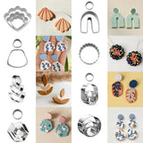 PTFJZ Polymer Clay Cutters for Earring Making 76pcs Clay Tools Set 67 Shapes Stainless Steel Clay Cutters with 8 Circle Shape Cutters 1 Letter Stamp PTFJZ