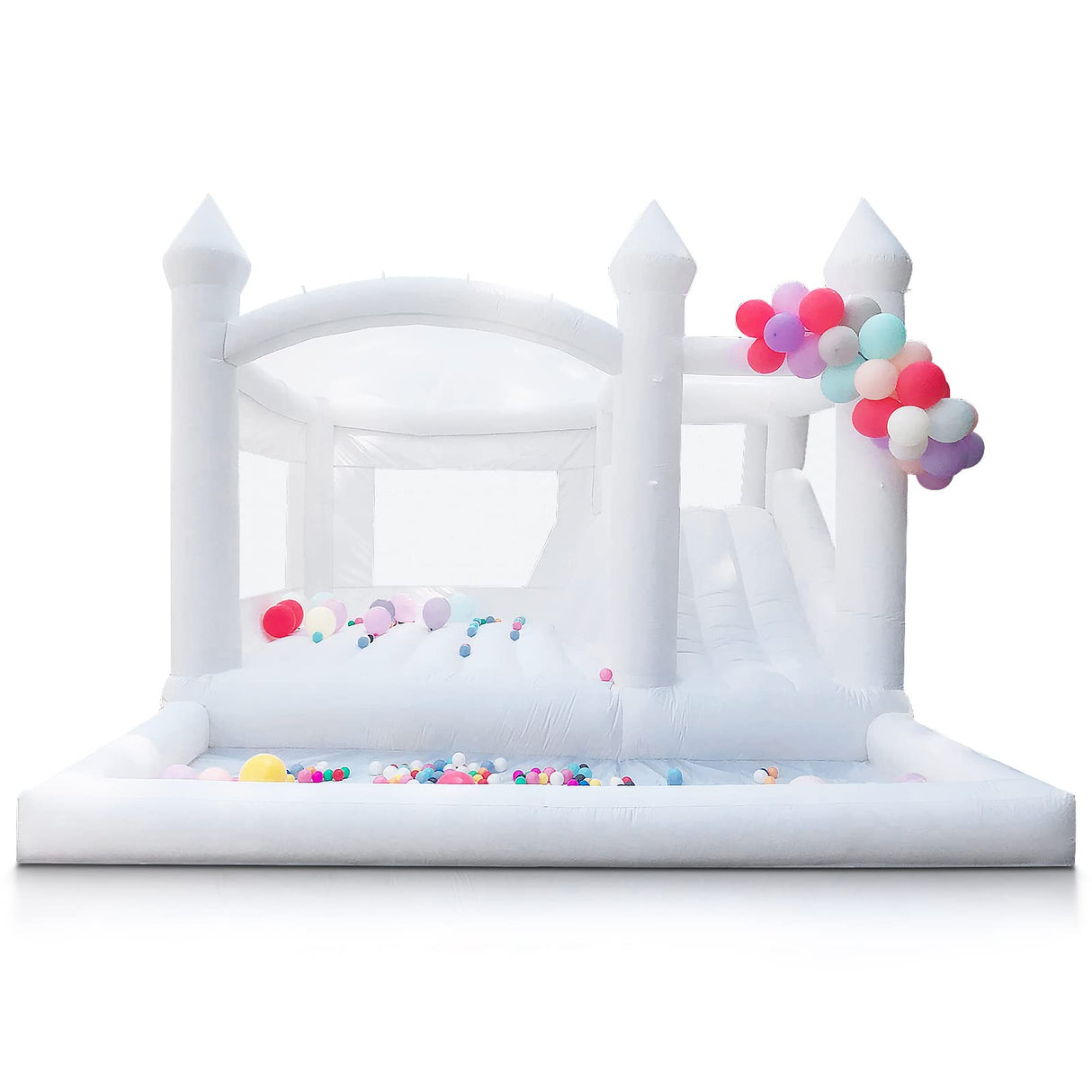 iLink-outer White Bounce House for Big Kids 8-12 with Slide Ball Pit Blower White Oxford Inflatable 15FTx 14FT Kids Birthday Party, Robust and Easy to Install with Repair Kit iLink-outer