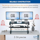 G-PACK PRO 36″ Wide Standing Desk Converter – Sit-to-Stand Workstation for Dual Monitors, Height Adjustable Up to 17.3″ with Large Keyboard Tray – Black G-PACK PRO