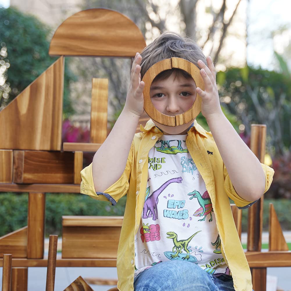 64 pcs Large Outdoor Carbonized Wooden Building Blocks Set for Kids Toddlers 3-12, Giant Carbonized Outside Wooden Blocks Playset for Kindergarten Yard, Jumbo Blocks (jumbo set 2#: 45 lbs (20.7 kg) penepico