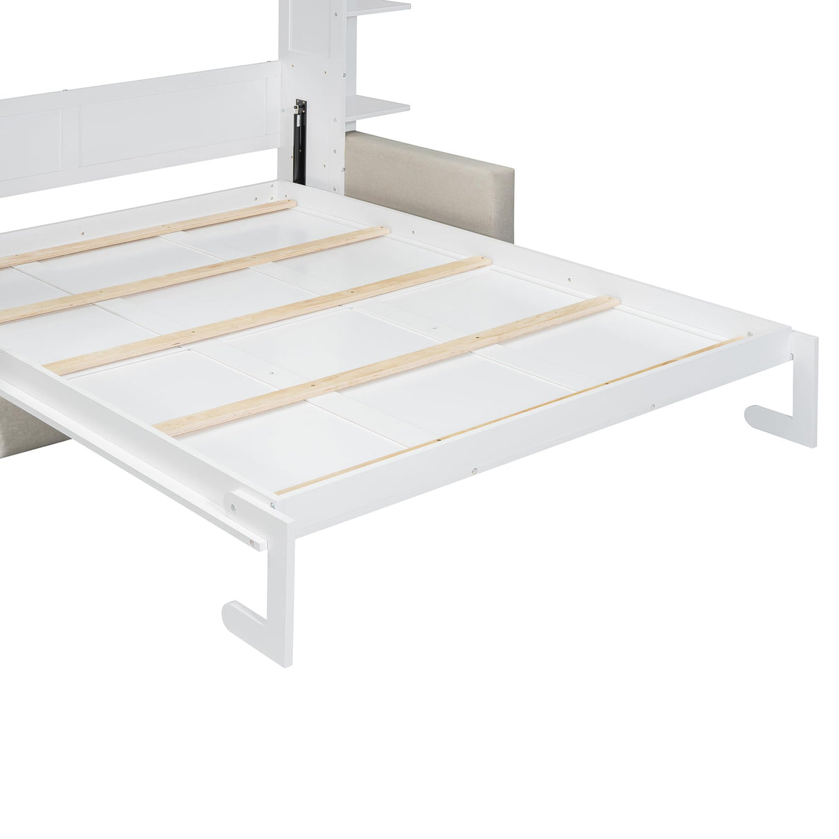 Polibi Queen Size Murphy Bed - Multi-Functional Wall Bed with Sofa Cushion, Folds into Cabinet, Ideal for Guest Room/Home Office/Gym, White Polibi
