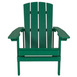 Flash Furniture Charlestown Commercial Grade Indoor/Outdoor Adirondack Chair, Weather Resistant Durable Poly Resin Deck and Patio Seating, Green Flash Furniture