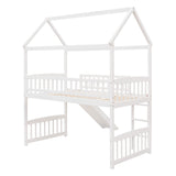 Merax House Loft Bunk Bed Frames with Slide No Box Spring Needed for Teens, Girls or Boys Merax