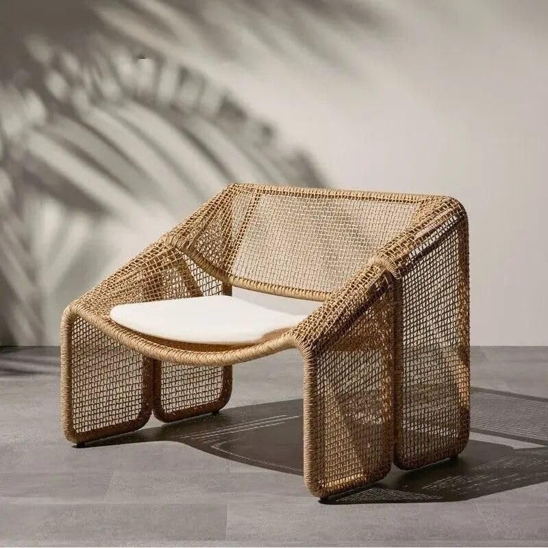 Generic Modern Nordic Rattan Lounge Chair – Elegant Velvet Outdoor/Indoor Sofa Chair, 35.43*27.55*27.55 inches, Brown Generic