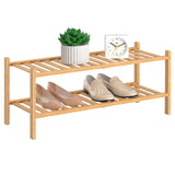 RONGJIA 2 Tier Bamboo Shoe Rack for Closet Free Standing Wood Shoe Shelf Storage Organizer for Entryway Small Space Stackable, Natural RONGJIA