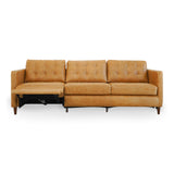 Ashcroft Furniture Co Brown Leather Reclining Couch Sofa - Mid Century Modern Button Tufted Left Facing Power Recliner Couches for Living Room, Apartment, Loft, and Office, Ludwig Ashcroft Furniture Co