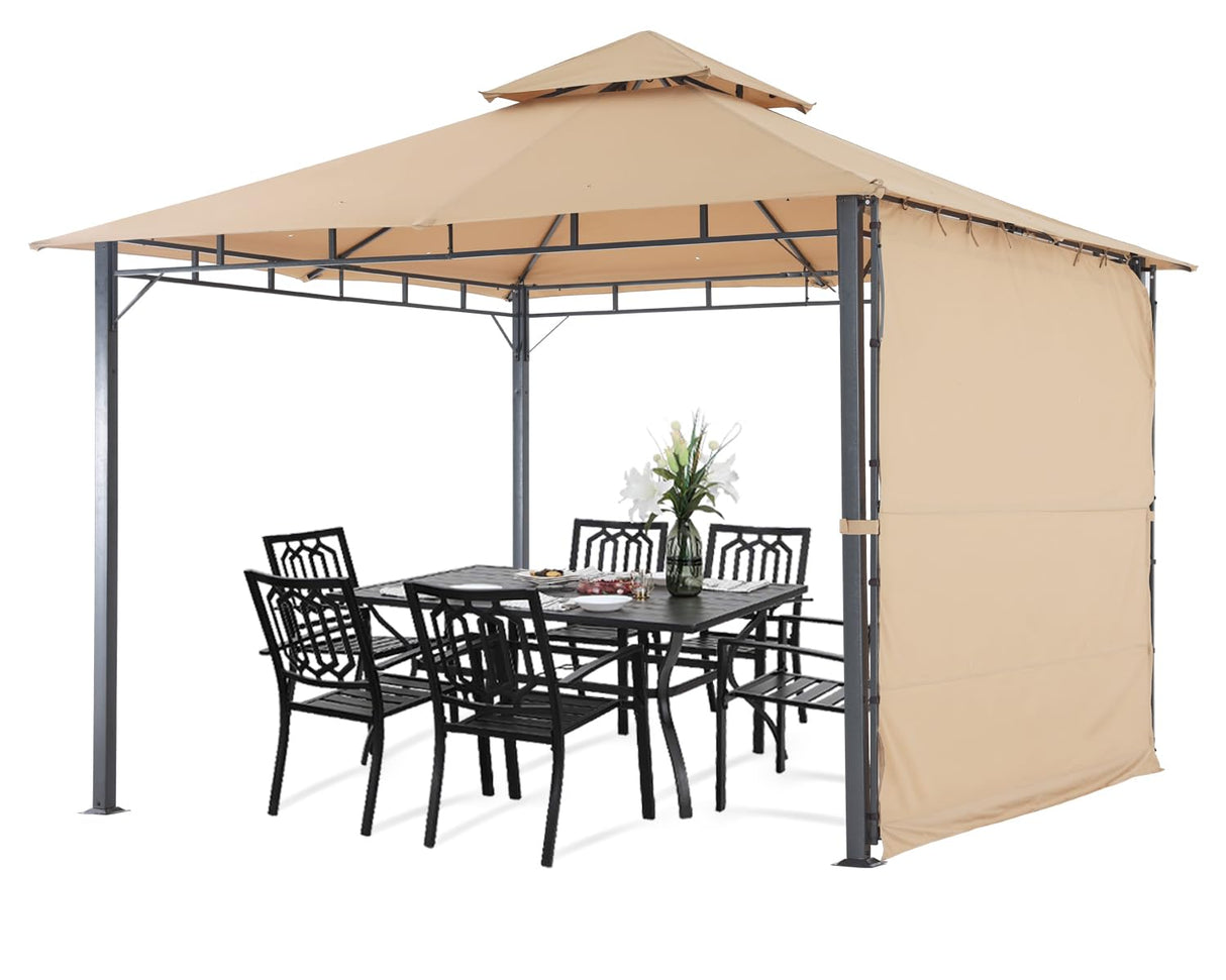 MASTERCANOPY 11 x 11 Patio Gazebo with Extra Side Awning Outdoor Gazebo for for Backyard Garden Lawn,Beige MASTERCANOPY