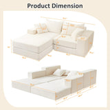 Modular Sectional Loveseat Cloud Sofa, Boneless Couch with Non Slip Base, Modern Sleeper Sofa for Customizable Living Spaces, Cozy Modular Couch with L-Shape Chaise, Deep Seat & No Assembly, Beige CozyMine